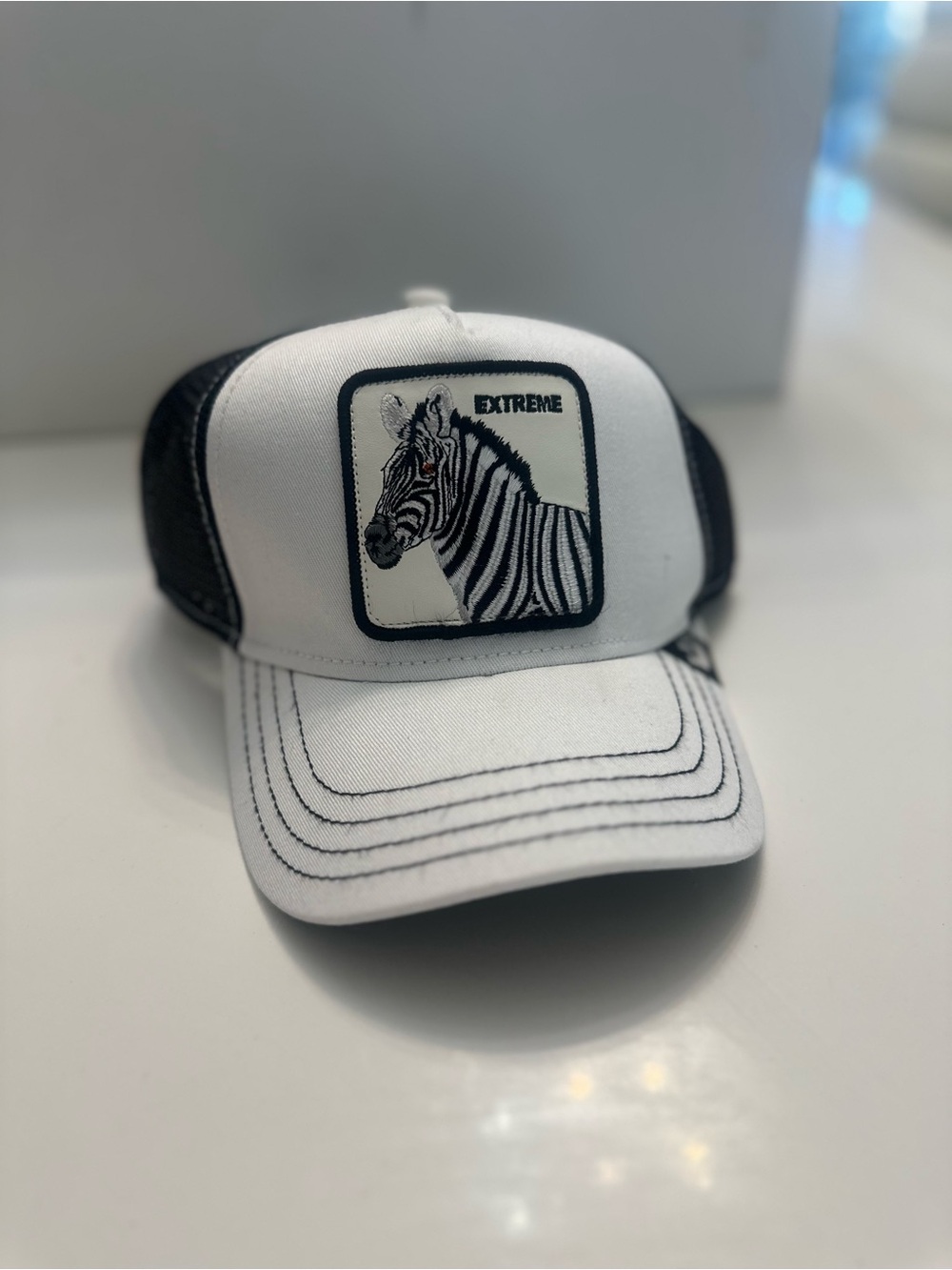 Goorin Brothers White and Black Zebra Extreme Trucker Hat black white - Picture 3 of 9